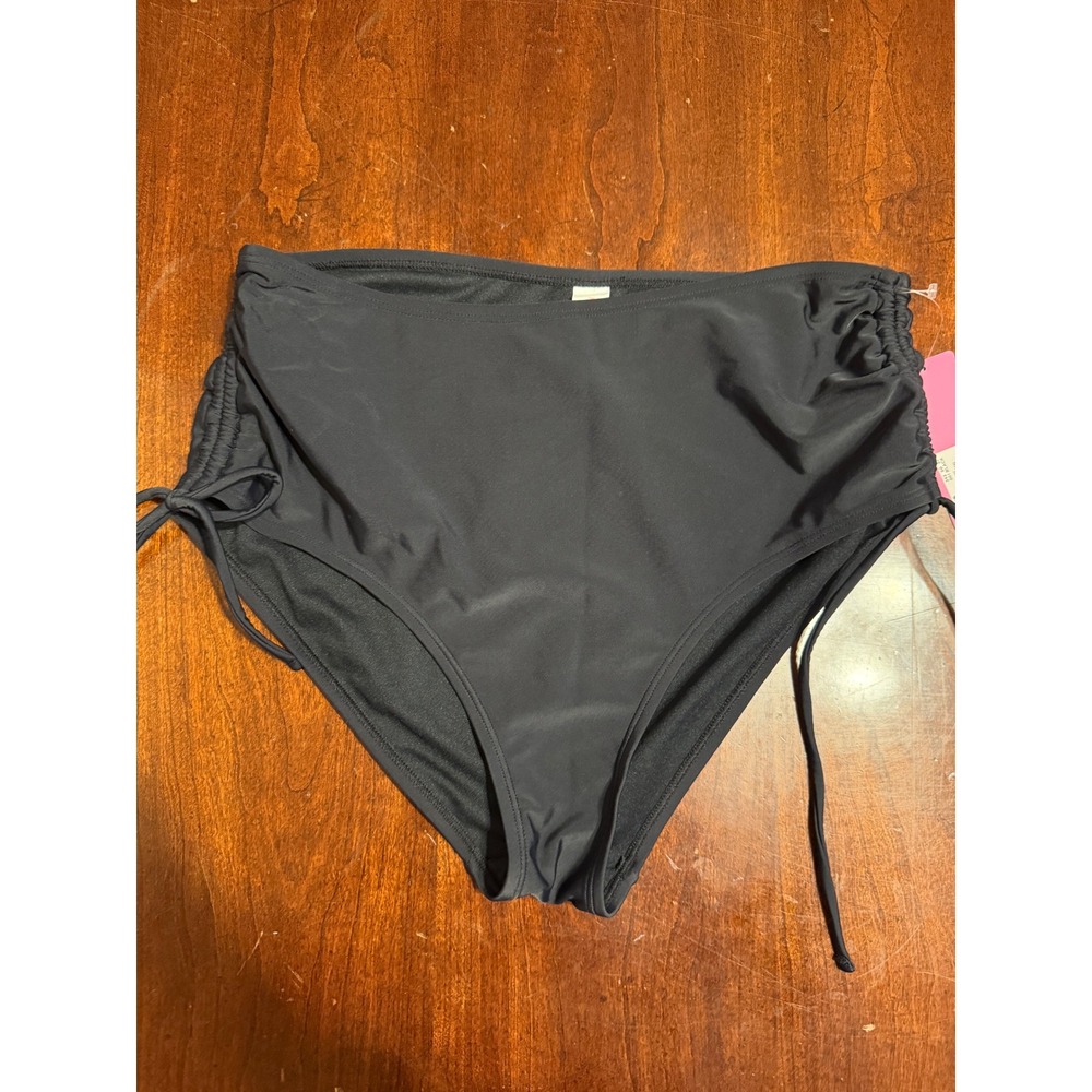 Ninety-Nine Womens Cinched High Waist Bikini Bottoms Black Large NG94SB47JZ